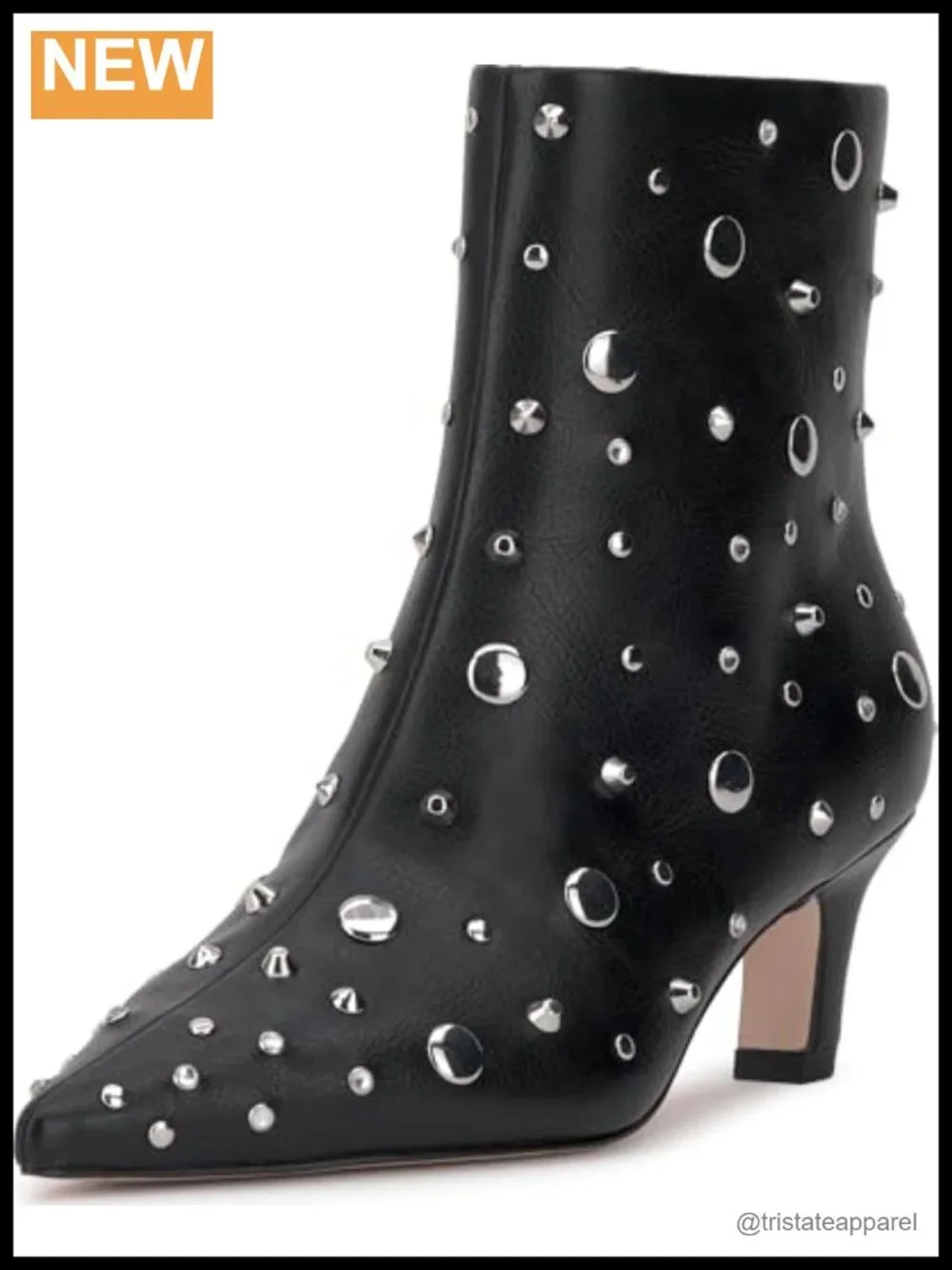 Faux Leather Kitten Heel Ankle Bootie Pointed Toe Pull-On